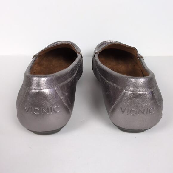 VIONIC Debbie Loafer Metallic Silver Leather Orthotic Comfort Women's 7.5 Wide - Picture 5 of 9